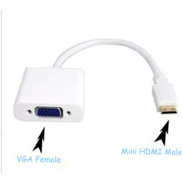 Mini HDMI to VGA Adapter Converter For PC Laptop وصلة تحويل من ميني اتش دي إلى منفذ في جي اي لعرض شاشة الكمبيوتر او الكاميرة على التلفاز او البروجكتر